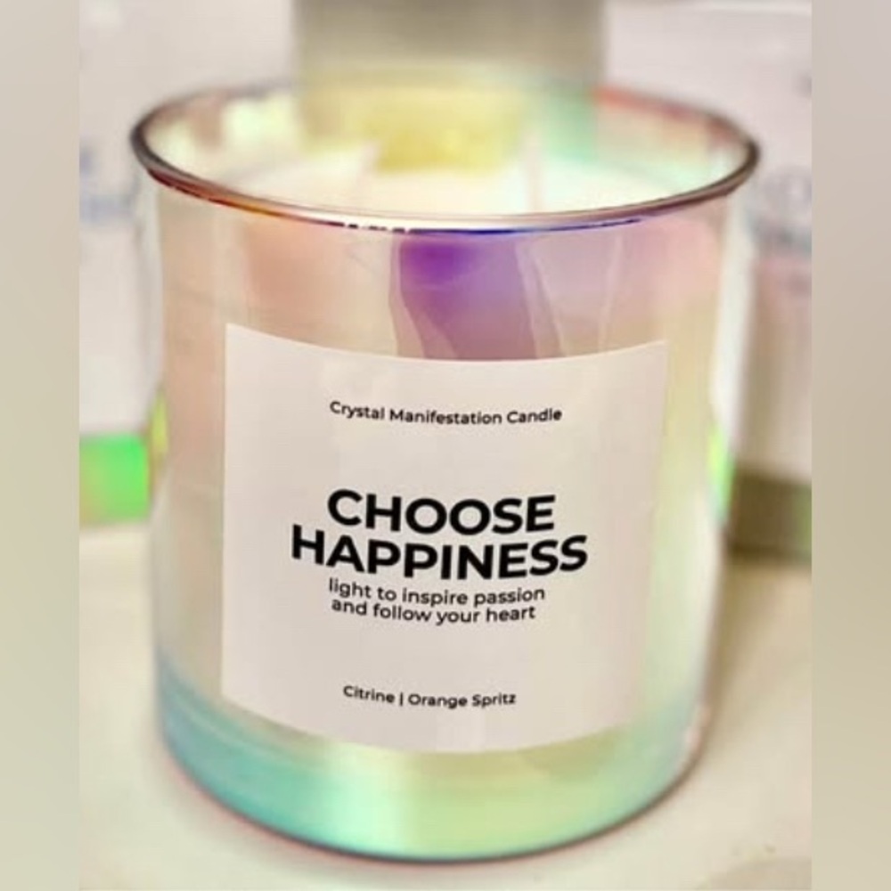 Jill & Ally Choose Happiness Crystal Manifestation Candle - Sealed - 14oz
